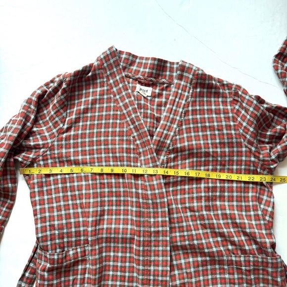 Pact Organic Cotton Robe Large Red Pockets Plaid Long Sleeve Belted Knee Length - Picture 13 of 16